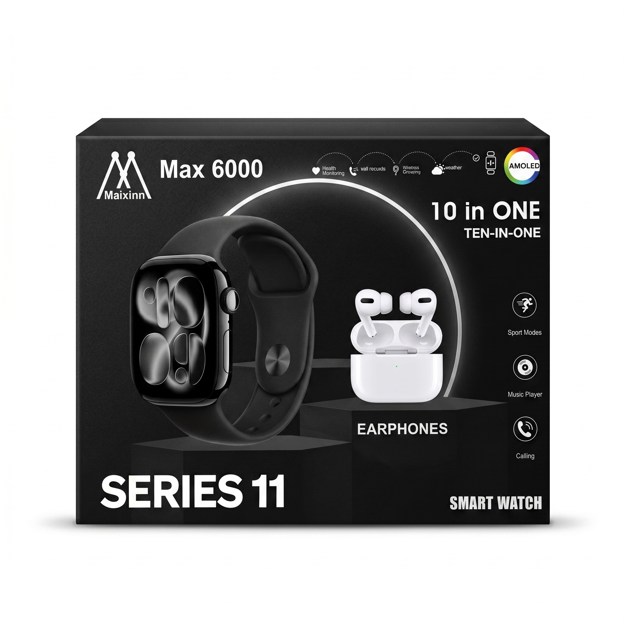 Maxinn Max 6000 Series 11 Smart Watch & Earbuds Set